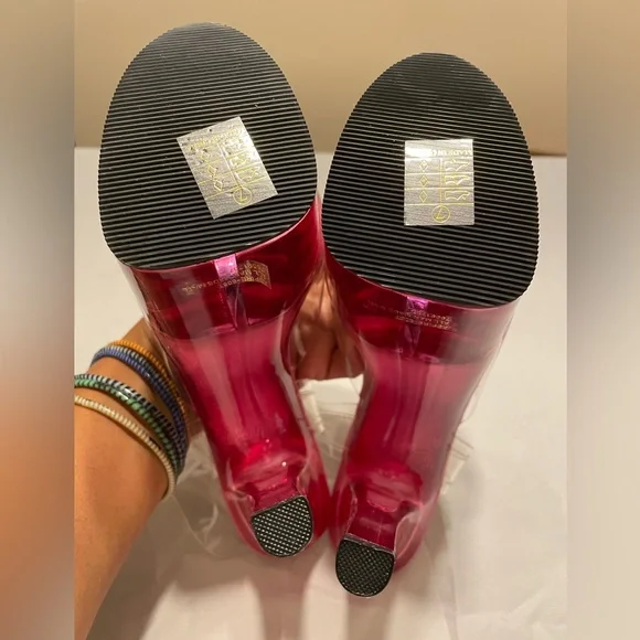 Pleaser Clear Pink Platform Sandel Heel - Picture 3 of 5